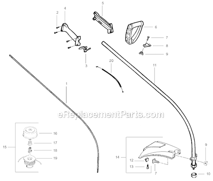 Page B Diagram and Parts List for PL200 Type 2 Weed Eater Trimmer